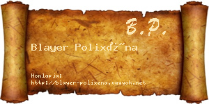 Blayer Polixéna névjegykártya